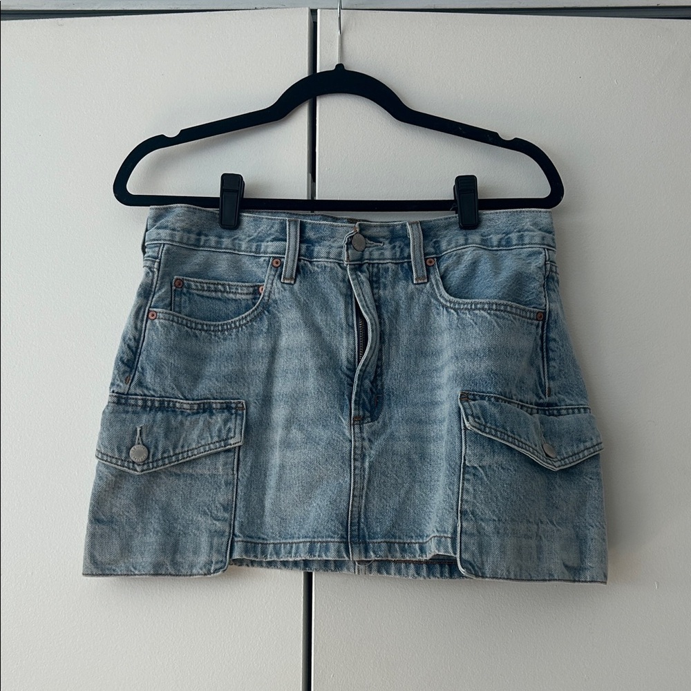 Aritzia Denim Forum Washed Blue Cargo Mini Skirt